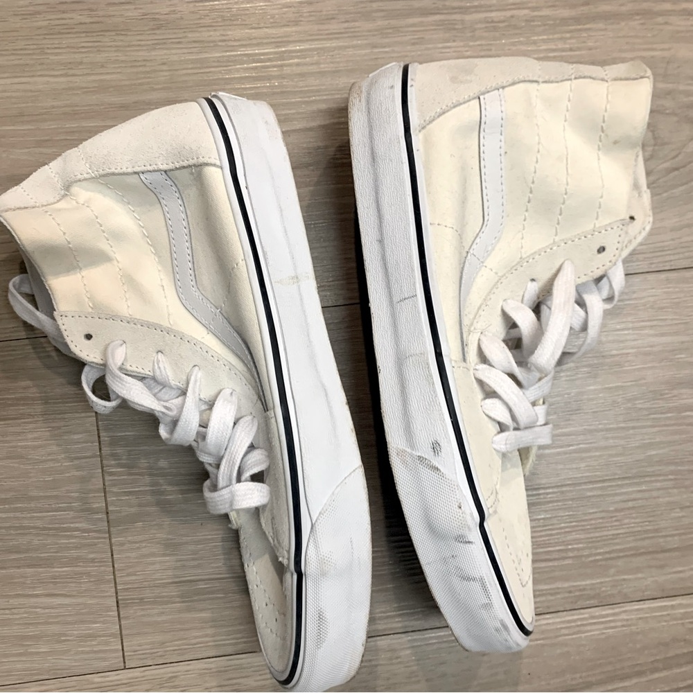 Vans white canvas hi top sneakers